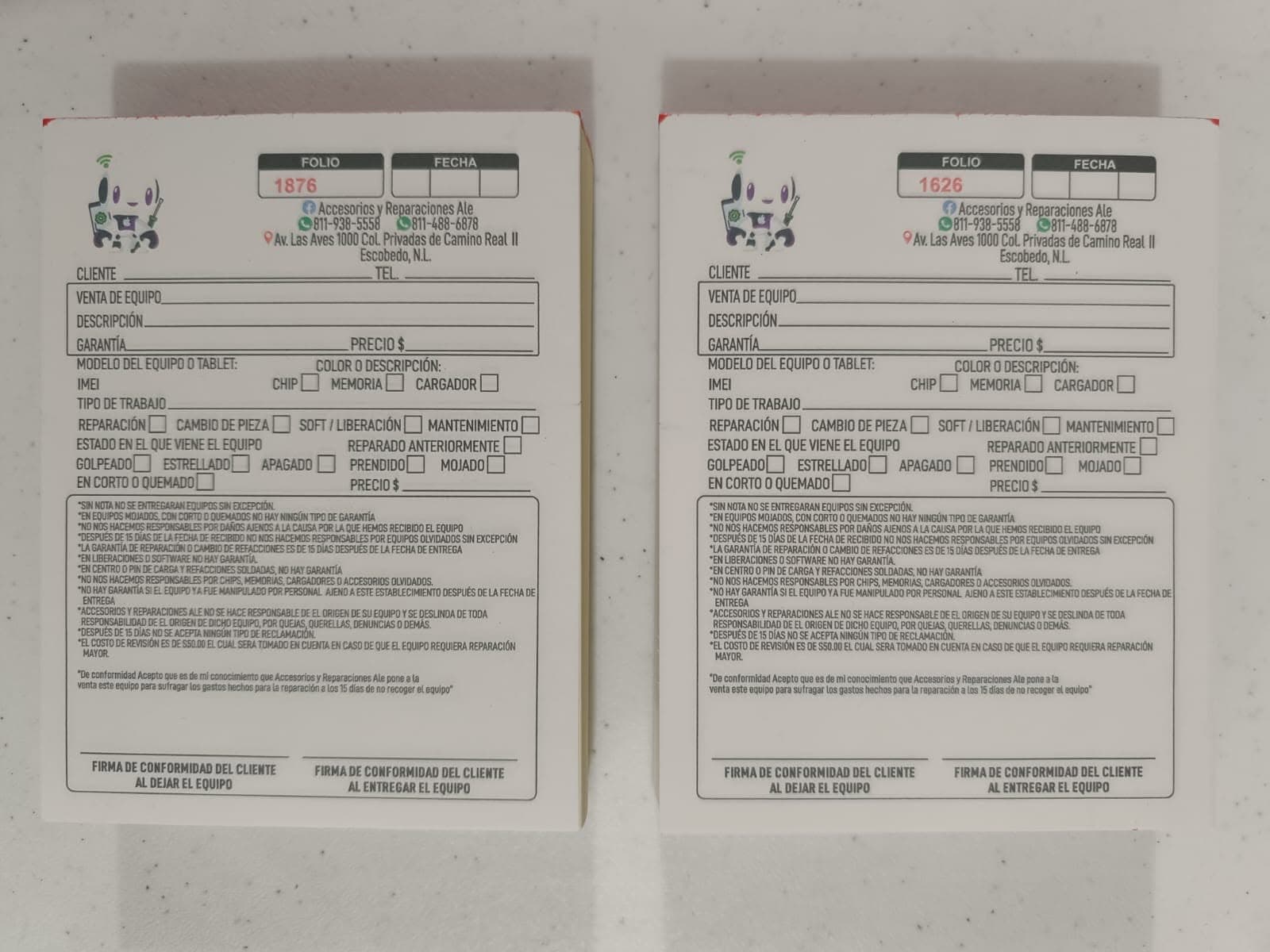 Notas de servicios